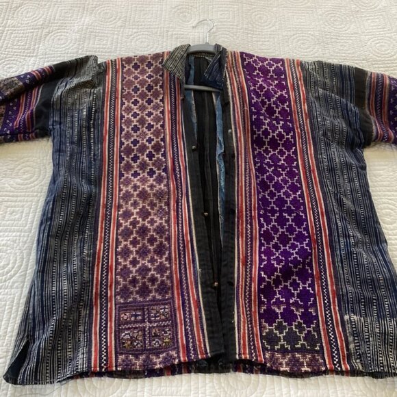 Vintage Embroidered Jacket from Thailand Handmade Primitive Patchworks Size L - Picture 4 of 14
